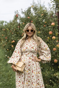 Stylish Women's Eco-Friendly Woven <b>Dress</b> Lace Button Zipper Fruit Floral Digital Printed for Daily Beach Occasions Party Wear - Product Image 5