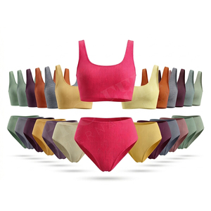 Conjunto de Bikini de Cintura Alta con Logotipo Personalizado, Color Liso, para Mujer, Traje de Baño Texturizado de Dos Piezas, Ropa de Playa, Top y Braguita - Product Image 1