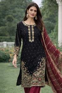 Hint Pakistan Kadın Şarara Takımı Parti Kıyafeti Bollywood Tarzı Ağır Suni Georgette Hızlı Kuruyan Normal Kalıp Toptan - Product Image 6