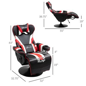 Sedia da Gaming Stile Racing Nera, Bianca e Rossa con Supporto Lombare, Poggiapiedi e Portabicchieri, Reclinabile con Caratteristiche Eleganti - Product Image 3