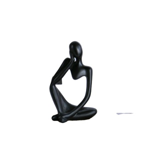 ภาพแอบสแตรกต์รูปปั้นมนุษย์สีดำสำหรับตกแต่งภายในงานหัตถกรรมโลหะของขวัญวันวาเลนไทน์รูปปั้นมนุษย์นั่งแบบสั่งทำได้ - Product Image 1