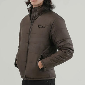 Warm Comfortable Hooded Men Bubble Jacket with Front Logo Breathable & Windproof for Casual Outings and Winter <b>Layering</b> - Product Image 4