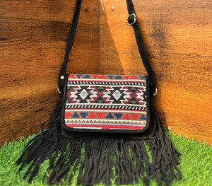 Nuevo hecho a mano gran oferta Jacquard gamuza cuero flecos Sling Bag multiuso nuevo diseño Vintage bandolera precio barato producto a granel - Product Image 2