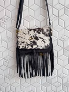 Bolso de mano de estilo occidental de piel de vaca auténtica para mujer, bolso de flecos bohemio de nuevo diseñador con patrón de caramelo, bandolera multiusos - Product Image 5