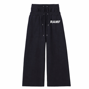 Manufacturer Plain Blank Cotton Streetwear Mens <b>Jogger</b> Sweatpants Oversized Double Waist <b>Stacked</b> Custom Logo Wide Leg Sweatpants - Product Image 1