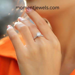 Anillo de Compromiso de Plata de Ley 925 con Moissanita, Corte Brillante Redondo, Engaste de Puntas, Joyería para Aniversario de Bodas - Product Image 4