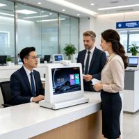 Terminal de traduction à double écran IA 10,1 pouces avec diffusion vocale face à face, Ethernet Gigabit, Wi-Fi pour banques et administrations