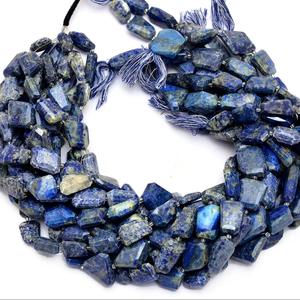 Perles de Lapis Lazuli facettées 15mm-20mm, pépites naturelles bleues, pierres semi-précieuses taillées à facettes pour la création de bijoux - Product Image 1