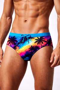 Shorts de bain pour hommes de qualité supérieure, taille haute, logo personnalisé sur le devant, couleur unie, service OEM, Spandex/Polyester, coupe-vent, séchage rapide - Product Image 3