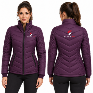 Blouson d'hiver matelassé pour femme Storm Fit, manches longues, col montant, fermeture éclair, design avec patch logo, blousons matelassés - Product Image 6