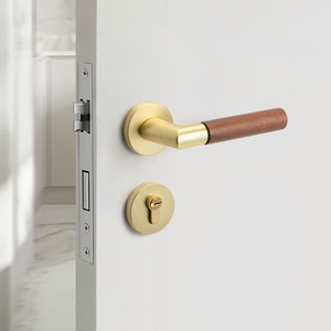 Cerradura de puerta de dormitorio de madera de nogal cepillado de cobre, aleación de Zinc, cerradura dividida silenciosa moderna, puerta Interior de madera, manija de puerta de madera maciza - Product Image 2