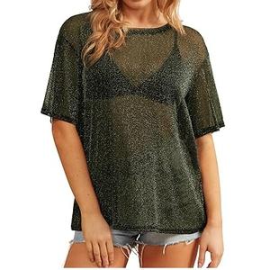 Camiseta de malla transparente para mujer, sexy, de media manga, para discoteca, para bailarina, camiseta sexy de malla para hombre, para fiesta - Product Image 1