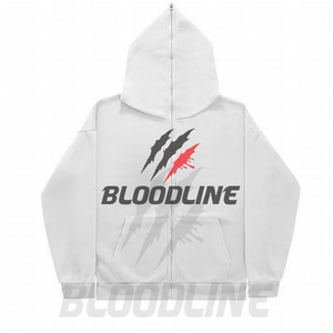 Sweat-shirt à capuche zippé pour homme BLOODLINE, coupe classique, en molleton de coton, décontracté, pour l'automne - Product Image 3