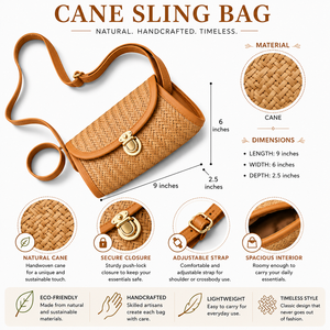 Sac bandoulière en rotin fait main avec fermeture à cadenas |   Sac bandoulière tissé naturel pour femmes - Product Image 6