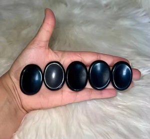 Pierre de méditation en obsidienne noire naturelle polie pour soulager le stress, pierre de méditation Reiki, pierre de paume, vente en gros - Product Image 3