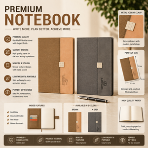 Custom Luxury A5 <b>Notebook</b> PU Leather Journal Metal Clasp Business Planner Gift <b>Set</b> - Product Image 1