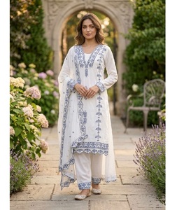 Latest Embroidery Women Suit Set Long Kurta Palazzo Dupatta Elegant Salwar Kameez Outfit for <b>Wedding</b> and Festive Party for Women - Product Image 1