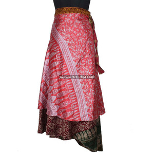 Recycled Silk Saris Style Skirts <b>Sarongs</b> Skirts Boho Stylish Multi Color Summer Wear Comfortable Fashion Hippie Style Free Size - Product Image 5