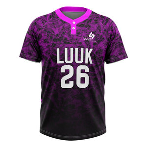 Jersey de Béisbol de 2 Botones con Etiqueta Privada, Logotipo Personalizado, Número de Jugador, Ropa Deportiva Sublimada, MOQ Bajo, Proveedor de Ropa Deportiva - Product Image 2