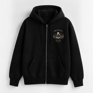 Sudadera con capucha completa SUMMIT para hombre, estampado de montaña negra, forro polar grueso, OEM ODM - Product Image 4