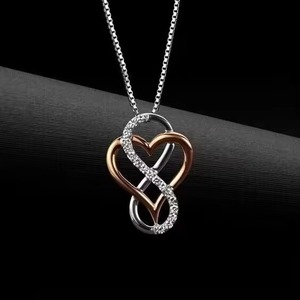 Collar con colgante de corazón infinito, collar para uso diario, regalo para ella, colgante minimalista para mujer, colgante con símbolo de eternidad, colgante de moissanita - Product Image 1