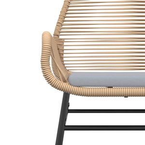 3 pezzi Set da pranzo in Poly Rattan marrone con cuscini tavolo da giardino e sedie con piano in vetro mobili da esterno - Product Image 6