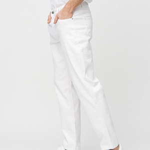 Jean en denim coupe droite pour homme, été, tissu respirant et durable, blanc, élégant, décontracté, confortable - Product Image 3
