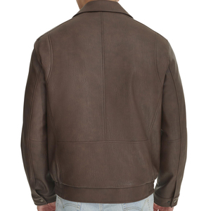 Custom Logo Premium <b>Men's</b> <b>Brown</b> Genuine <b>Leather</b> <b>Jacket</b> Turn-down Collar Zipper Closure Casual Style Autumn Wear Regular Fit - Product Image 6