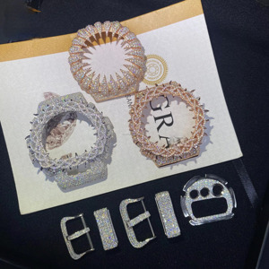 Kit de modification de boîtier de montre Dvars Diamond Frozen Diamond Glow en acier inoxydable, style Hip Hop Street Fashion pour hommes, collection GA22 améliorée - Product Image 4