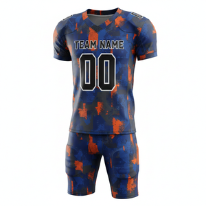 Conjunto de Uniforme de Fútbol Americano Sublimado y Transpirable, Jersey y Pantalones Cortos, Logotipo Personalizado en la Parte Delantera, 100% Poliéster Antibacteriano - Product Image 1