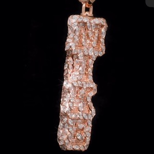Pendentif Lettre de Luxe en Argent Sterling 925 Plaqué Or Rose avec Moissanite VVS, Charms RB GEMS, Coupe Baguette Personnalisée, Style Iced Rapper IGI - Product Image 1