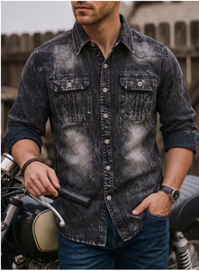 Camisa de Mezclilla Ajustada para Hombre TRIBON SPORTS, Estilo Casual con Botones, Algodón Transpirable, Bolsillos en el Pecho, OEM ODM, Ropa al por Mayor - Product Image 3