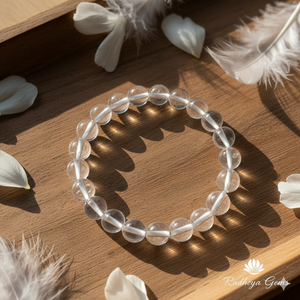 Handmade AAA Clear Quartz Round Bead Bracelet – Polished Gemstone Stretch Bracelet for <b>Men</b> & Women - Product Image 3