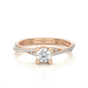 Bague de mariage exquise en diamant rond de 0,78 carat cultivé en laboratoire, en or massif 18 carats, bijoux fins faits à la main, collection de luxe pour fiançailles - Product Image 1