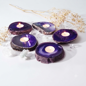 Portavelas de Piedra Natural Tallado a Mano de Ónix Púrpura y Ágata, Gema de Ágata para Sanación, Venta al por Mayor - Product Image 6