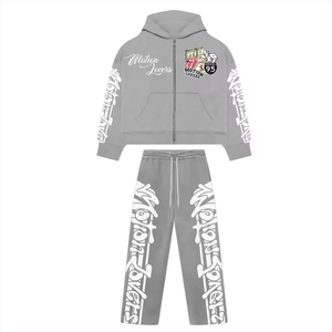 Ensemble de survêtement à capuche personnalisé brodé 100% coton, deux pièces, vêtements de sport, OEM, marque privée - Product Image 5