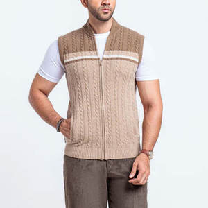 Suéteres casuales de punto con cremallera para hombre, sin mangas, con diseño estampado, en venta. - Product Image 3