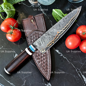 Couteau de Chef Premium en Acier Damas avec Motif Cuivre, Couteau de Cuisine Forgé à la Main, Manche Personnalisé, Fournisseur en Gros - Product Image 5
