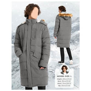 Chaqueta Larga Acolchada para Hombre, Abrigo de Invierno con Forro Polar, Chaqueta Gruesa con Capucha Resistente al Agua, Ropa de Abrigo Aislante para Clima Frío - Product Image 5