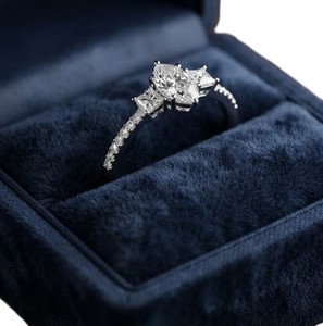 Wonderful Half Eternity Oval Princess & Round Lab Grown <b>Diamond</b> Engagement <b>Ring</b> Side Stone <b>Diamond</b> <b>Ring</b> 10K 14K 18K Solid Gold - Product Image 4
