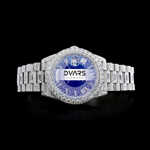 นาฬิกาข้อมือเพชรควอตซ์คริสตัลแซฟไฟร์พรีเมียม สี D ระดับความสะอาด VVS1 โมอิสซาไนต์ ตัวเรือนอัลลอยด์ กลไกความแม่นยำสูง หรูหรา ทันสมัย - Product Image 1
