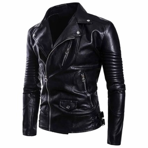 Chaquetas de Cuero para Motocicleta con Botones y Cremallera, Tallas Grandes, Elegantes y Modernas para Hombre - Product Image 4