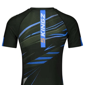 5 Sports Men's Compression Shirt Blue Black Sublimation Print Regular Breathable Moisture Wicking Front MMA Workout <b>Top</b> - Product Image 5