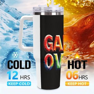 Gobelet isotherme en acier inoxydable 40 oz, design personnalisé « Game Over », mug de voyage - Product Image 6
