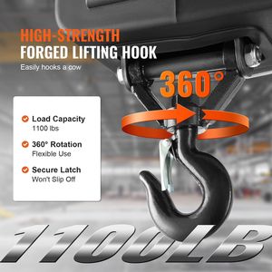 1100 Lbs 2-in-1 argano di sollevamento elettrico 1500W di potenza portatile Winch gru 22.9 ft altezza di sollevamento 13 Ft/min velocità cablata a distanza - Product Image 6