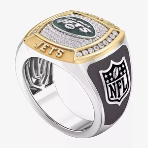Anillo de Moissanita de Aleación del Campeonato de los New York Jets, Totalmente Personalizado, de Moda Masculina, Bicolor, Personalizado para Colegio/Clase, Estilo Hip - Product Image 2
