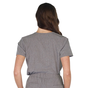 Custom Knitted Women's <b>Scrub</b> <b>Tops</b> Short Sleeve V Neck Pockets Design Wholesale Factory Price Nursing Wear - Product Image 4