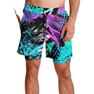 <b>Men's</b> Vibrant Abstract Print Board Shorts Quick Dry Drawstring Casual Swim <b>Trunks</b> with Pockets Mid Waist Short Length - Product Image 5