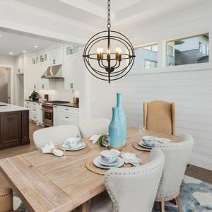 20\" Metal Chandelier with 5 Pivoting Interlocking Rings 5 Pendant Lights - Product Image 2