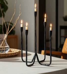 Wholesale <b>Black</b> <b>Candlestick</b> Holder for Weddings & Festivals Elegant Party Decoration with Candle Jars - Product Image 5